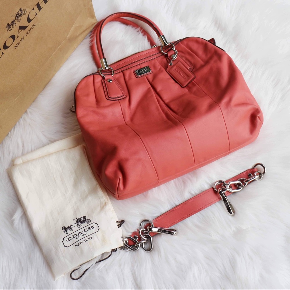 ✨COACH DOUBLE HANDLE SALMON SHOULDER BAG💼